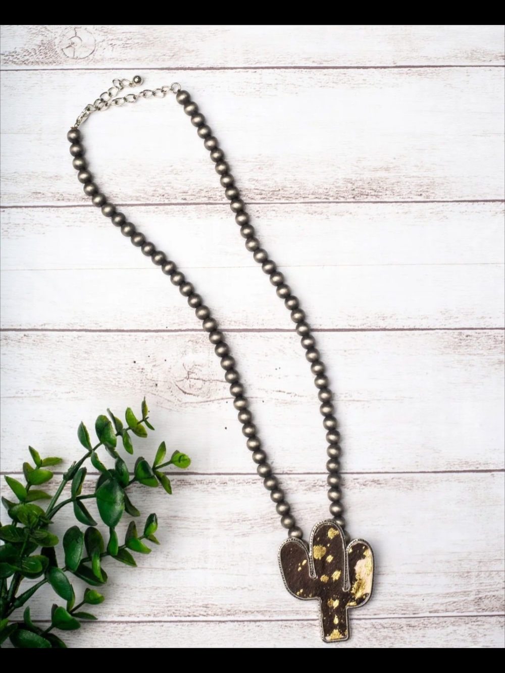 Cactus Pendant Beaded Necklace